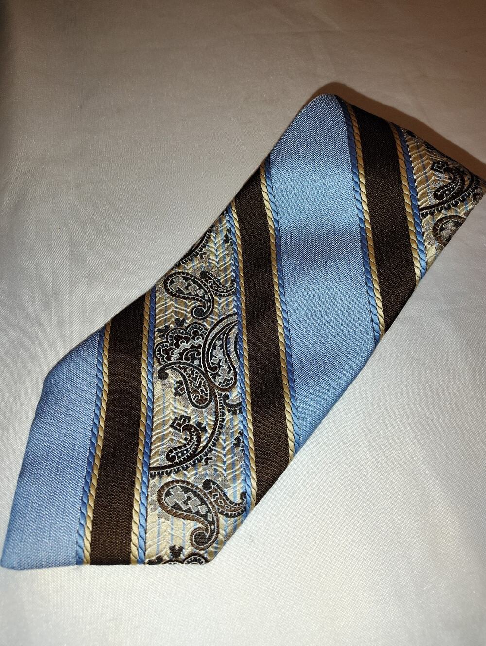 Vintage 1970s Polyester Donatelli Royalist Vip Mixed Stripe Paisley Necktie